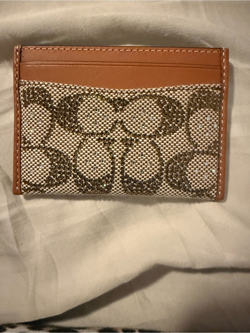 Coach Signature Canvas and Leather Card Case in Tan. GRE